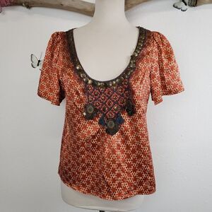 Corey Lynn calter embroidered blouse with coins